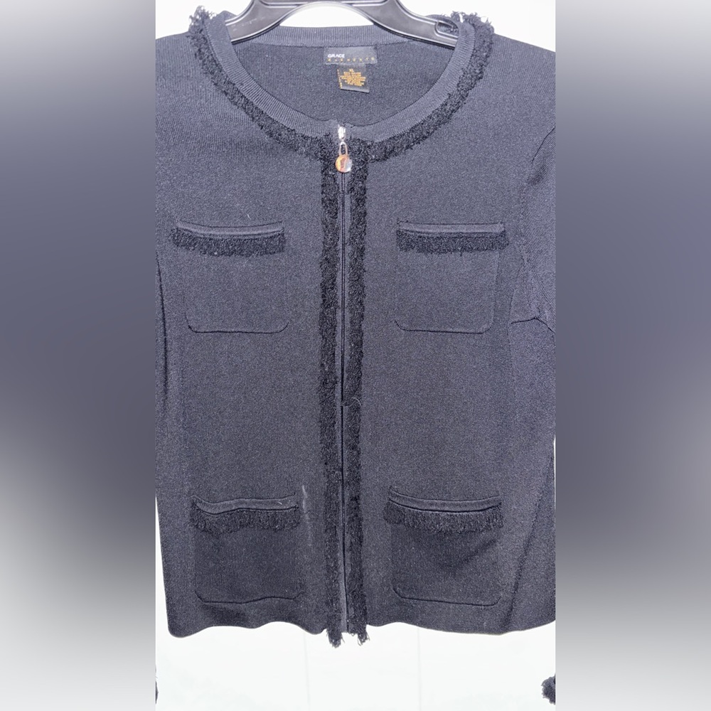 Grace Elements Elegant Black Cardigan~Fits better as a large - Picture 4 of 6